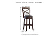 Porter Rustic Brown Bar Height Bar Stool (Set of 2) - Lara Furniture