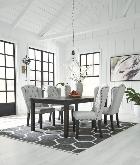 Jeanette Black-Linen Dining Room Set - Lara Furniture
