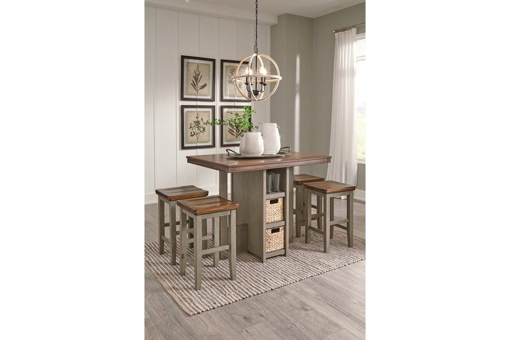 Lettner Gray/Brown Counter Height Dining Table and Bar Stools (Set of 5) - Lara Furniture