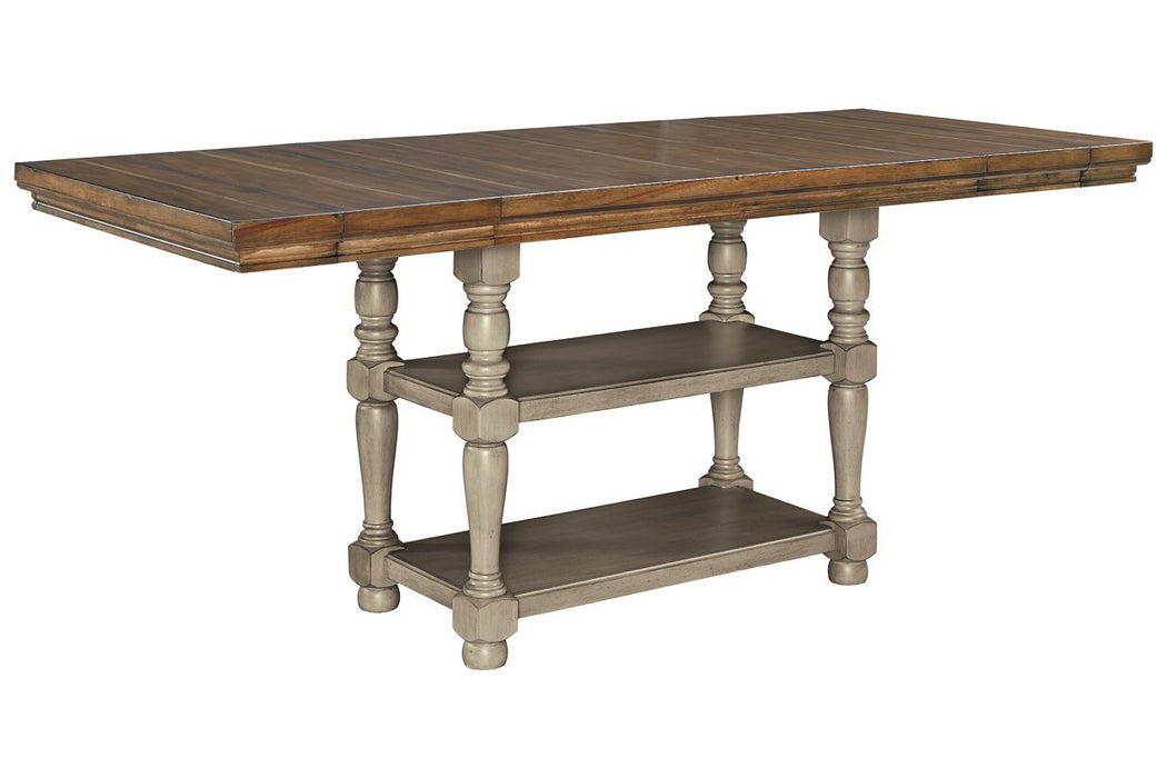 Lettner Gray/Brown Counter Height Dining Extension Table - Lara Furniture