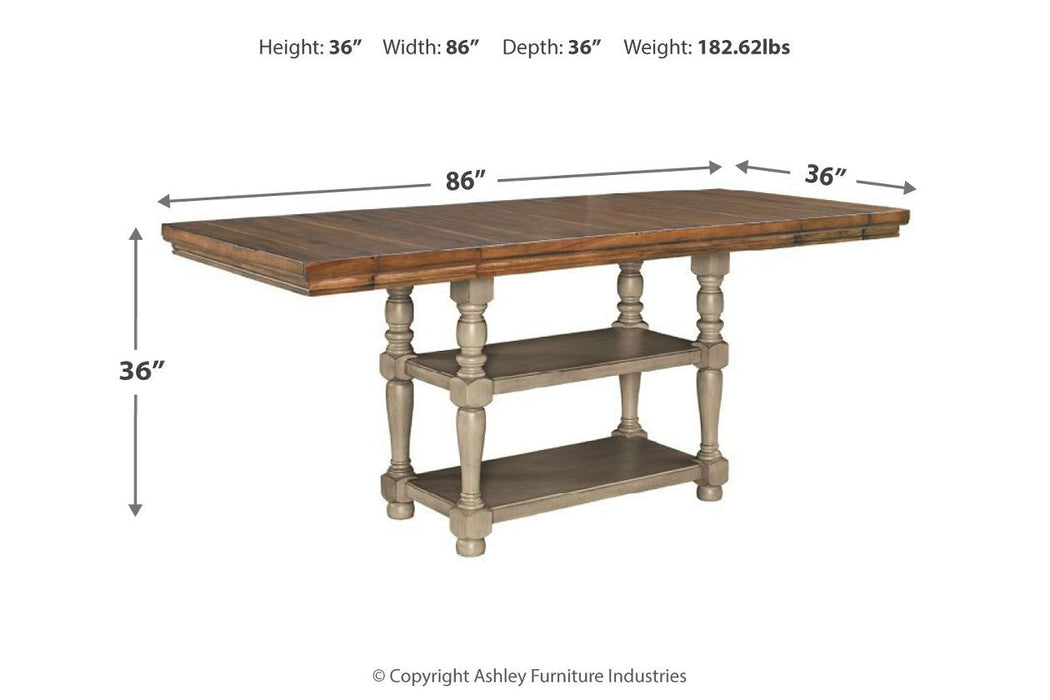 Lettner Gray/Brown Counter Height Dining Extension Table — Lara Furniture