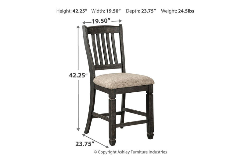 Tyler Creek Black/Grayish Brown Counter Height Bar Stool (Set of 2) - Lara FurnitureBarstool