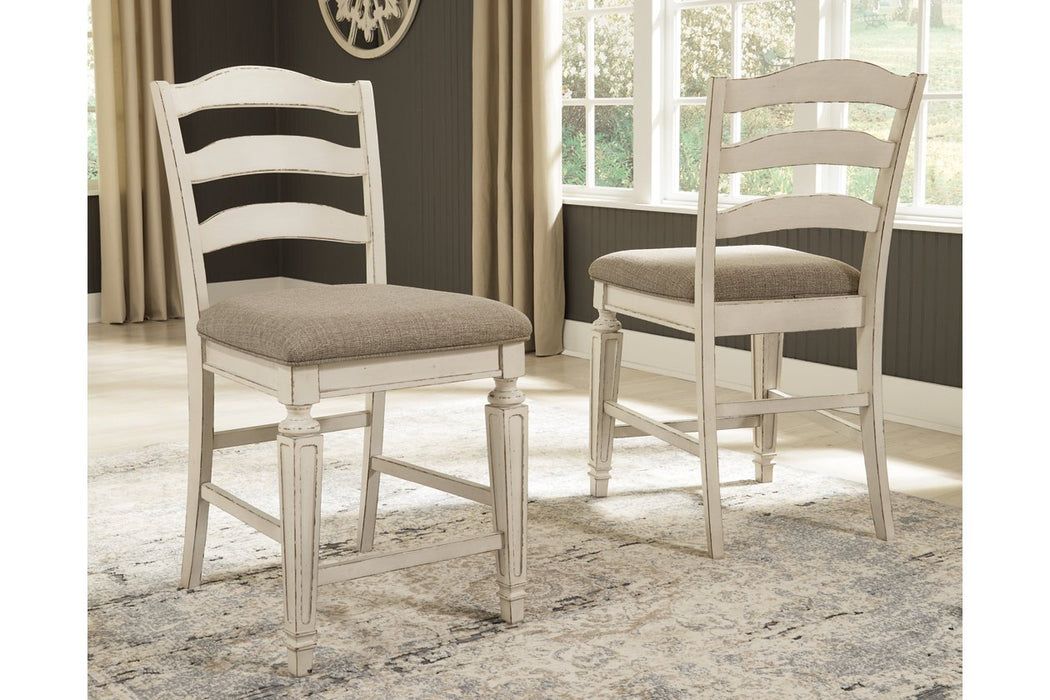 Realyn Chipped White Counter Height Bar Stool (Set of 2) - Lara Furniture