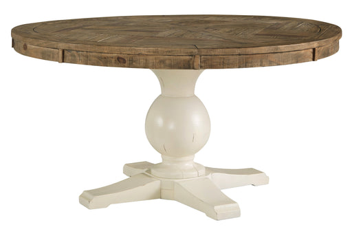 Grindleburg Light Brown/White Round Dining Table - Lara Furniture