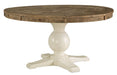 Grindleburg Light Brown-White Round Dining Room Set - Lara Furniture