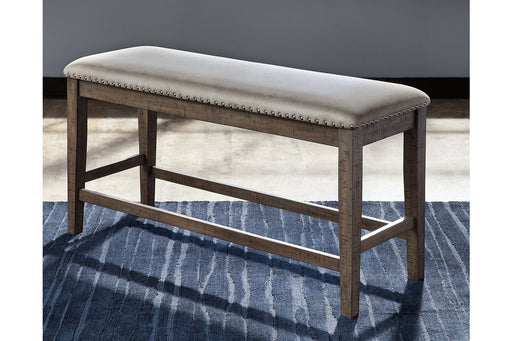 Johurst Grayish Brown/Beige Counter Height Dining Bench - Lara Furniture