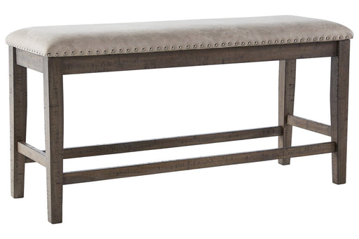 Johurst Grayish Brown/Beige Counter Height Dining Bench - Lara Furniture