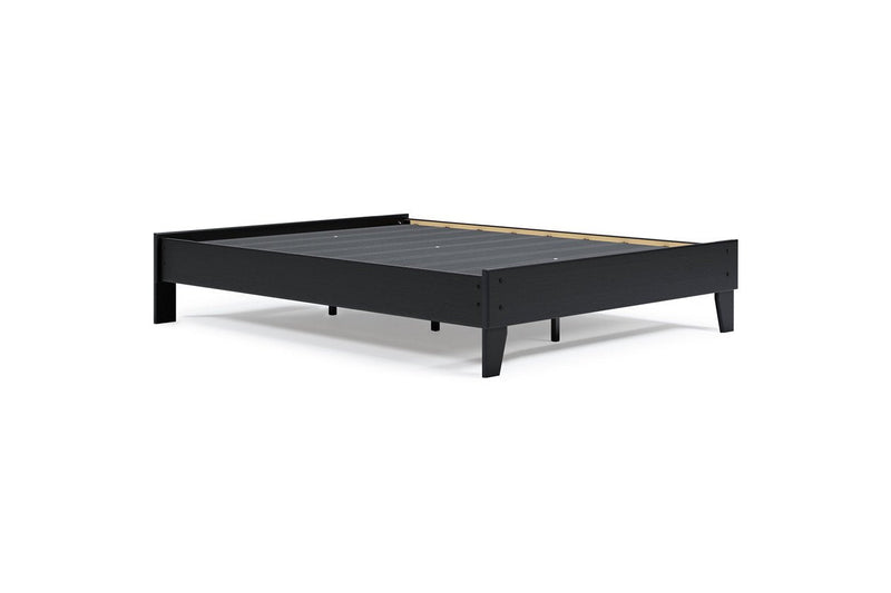 Flannia Black Queen Platform Bed - Lara FurnitureQueen Bed