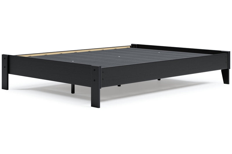 Flannia Black Queen Platform Bed - Lara FurnitureQueen Bed