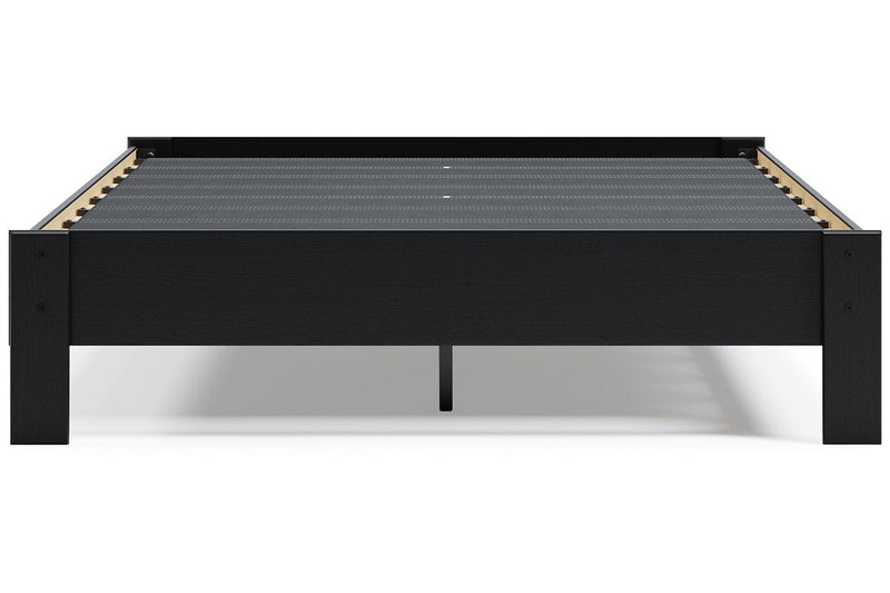 Flannia Black Queen Platform Bed - Lara FurnitureQueen Bed