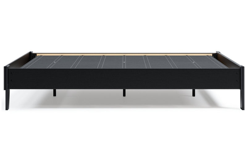 Flannia Black Queen Platform Bed - Lara FurnitureQueen Bed
