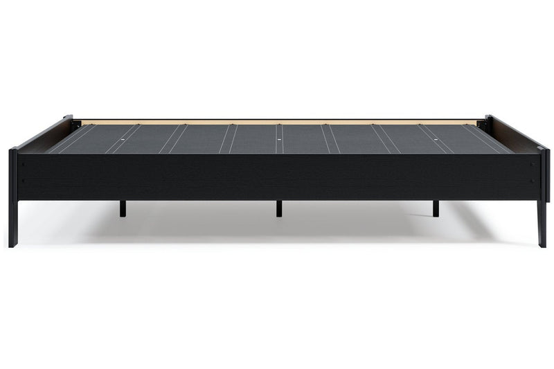 Flannia Black Queen Platform Bed - Lara FurnitureQueen Bed