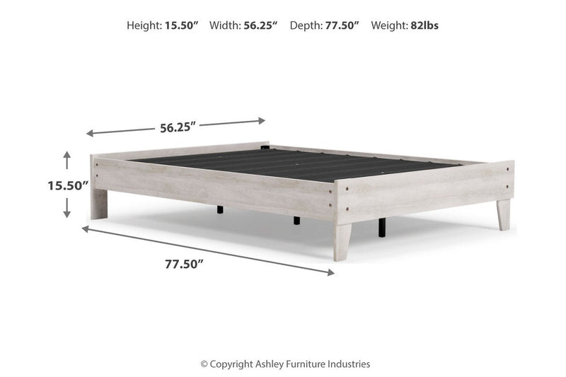Shawburn Whitewash Full Platform Bed - Lara FurnitureFull Bed