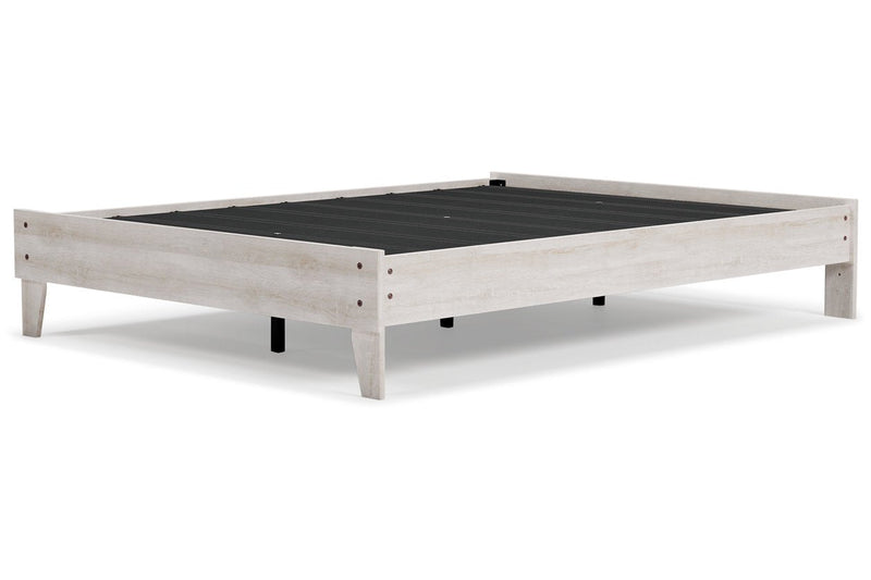 Shawburn Whitewash Queen Platform Bed - Lara FurnitureQueen Bed