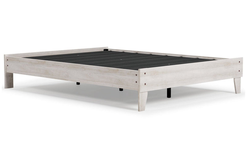 Shawburn Whitewash Queen Platform Bed - Lara FurnitureQueen Bed