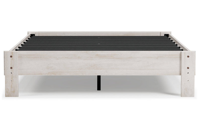 Shawburn Whitewash Queen Platform Bed - Lara FurnitureQueen Bed