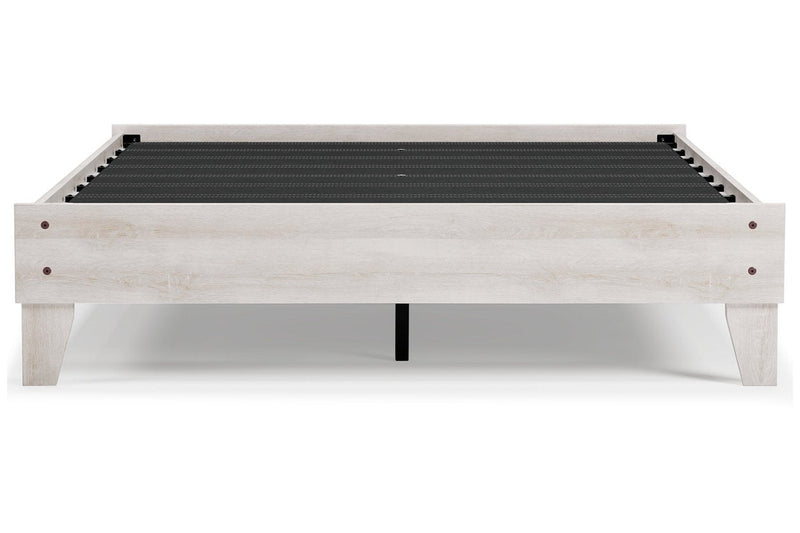 Shawburn Whitewash Queen Platform Bed - Lara FurnitureQueen Bed