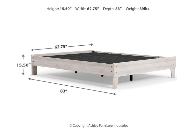 Shawburn Whitewash Queen Platform Bed - Lara FurnitureQueen Bed