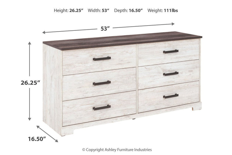 Shawburn Whitewash/Charcoal Gray Dresser - EB4121-131 - Lara Furniture