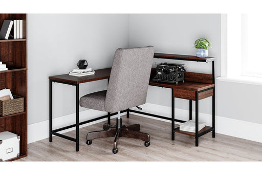 Camiburg Warm Brown Home Office L-Desk with Storage - Lara Furniture