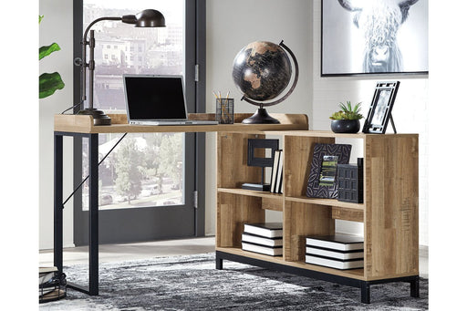 Gerdanet Light Brown/Black Home Office L-Desk - Lara Furniture