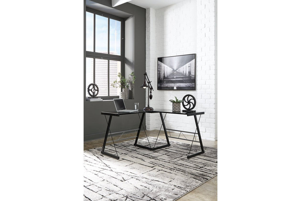 Mallistron Black/Silver Home Office L-Desk - Lara Furniture