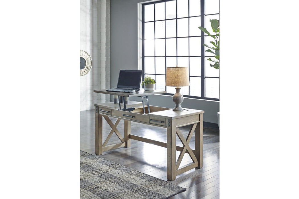 Aldwin Gray Home Office Lift Top Desk - Lara Furniture
