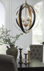 Makani Black/Gold Finish Pendant Lamp - Lara Furniture