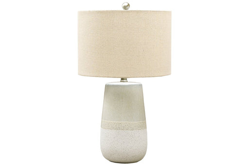 Shavon Beige/White Table Lamp - Lara Furniture