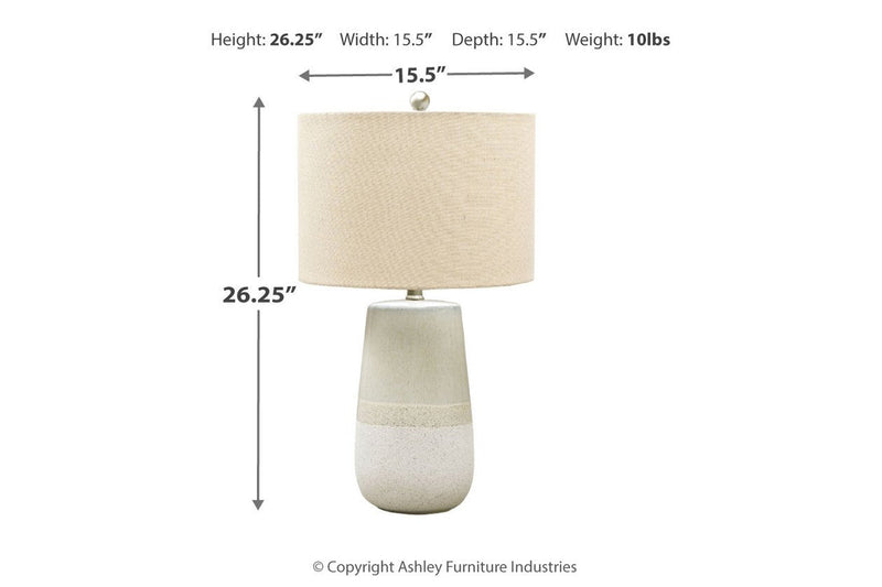 Shavon Beige/White Table Lamp - Lara FurnitureTable Lamp