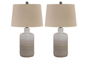 Marnina Taupe Table Lamp (Set of 2) - Lara FurnitureTable Lamp Pair