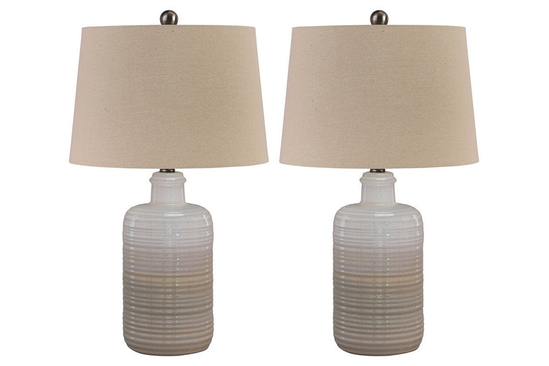 Marnina Taupe Table Lamp (Set of 2) - Lara FurnitureTable Lamp Pair