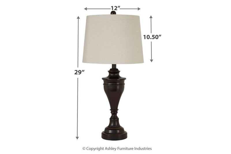 Darlita Bronze Finish Table Lamp (Set of 2) - Lara FurnitureTable Lamp Pair