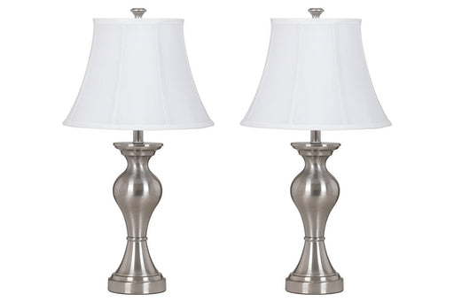 Rishona Brushed Silver Finish Table Lamp (Set of 2) - Lara Furniture