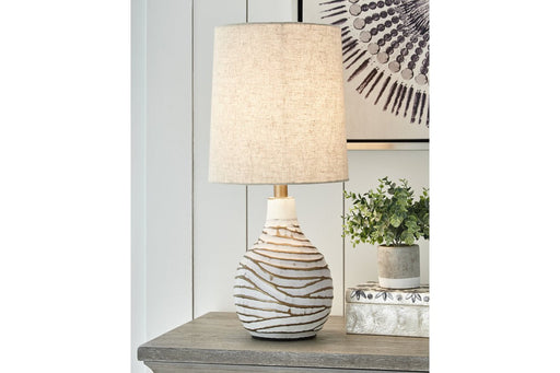 Aleela White/Gold Finish Table Lamp - Lara Furniture