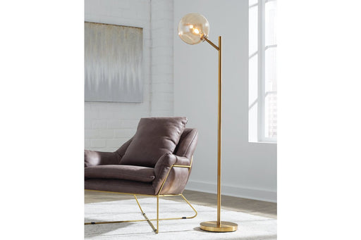 Abanson Amber/Gold Finish Floor Lamp - Lara Furniture
