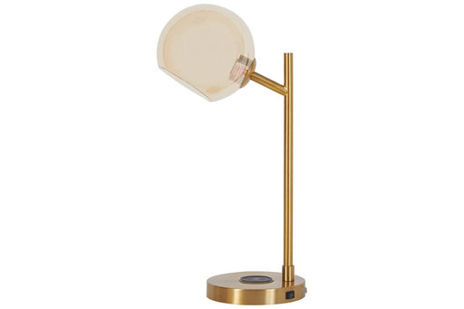 Abanson Amber/Gold Finish Desk Lamp - Lara Furniture
