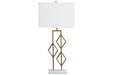 Edsel Champagne/White Table Lamp - Lara Furniture