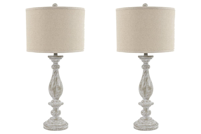 Bernadate Whitewash Table Lamp (Set of 2) - Lara FurnitureTable Lamp Pair
