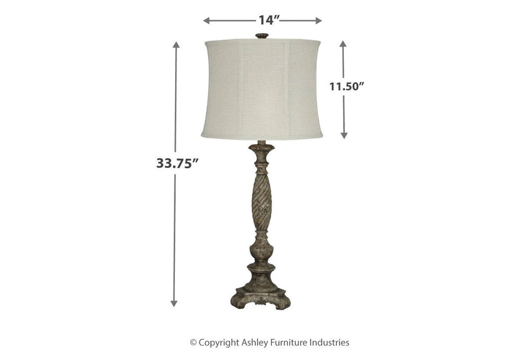 Alinae Antique Gray Table Lamp - Lara Furniture