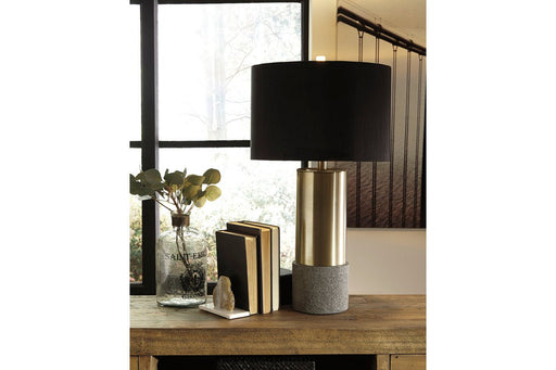 Jacek Gray/Brass Finish Table Lamp (Set of 2) - Lara Furniture