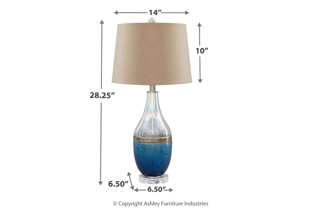 Johanna Blue/Clear Table Lamp (Set of 2) - Lara Furniture