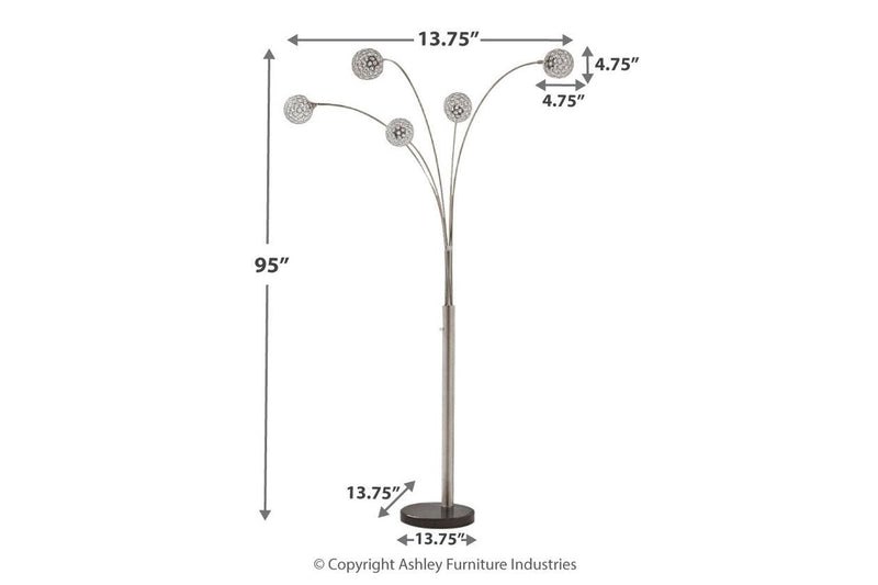 Winter Silver Finish Arc Lamp - Lara FurnitureFloor Lamps