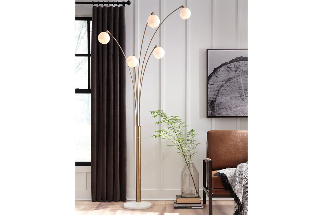 Taliya Champagne/White Arc Lamp - Lara Furniture