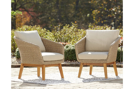 Crystal Cave Beige Outdoor Lounge Chair with Cushion (Set of 2) - Lara Furniture