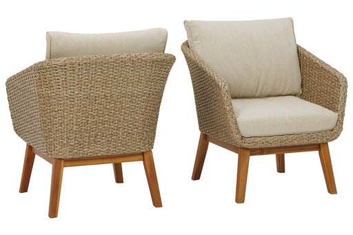 Crystal Cave Beige Outdoor Lounge Chair with Cushion (Set of 2) - Lara Furniture