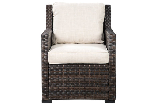 Easy Isle Dark Brown/Beige Lounge Chair with Cushion - Lara Furniture