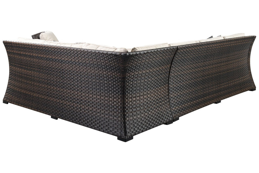 Easy Isle Dark Brown/Beige 3-Piece Sofa Sectional/Chair with Cushion - Lara Furniture