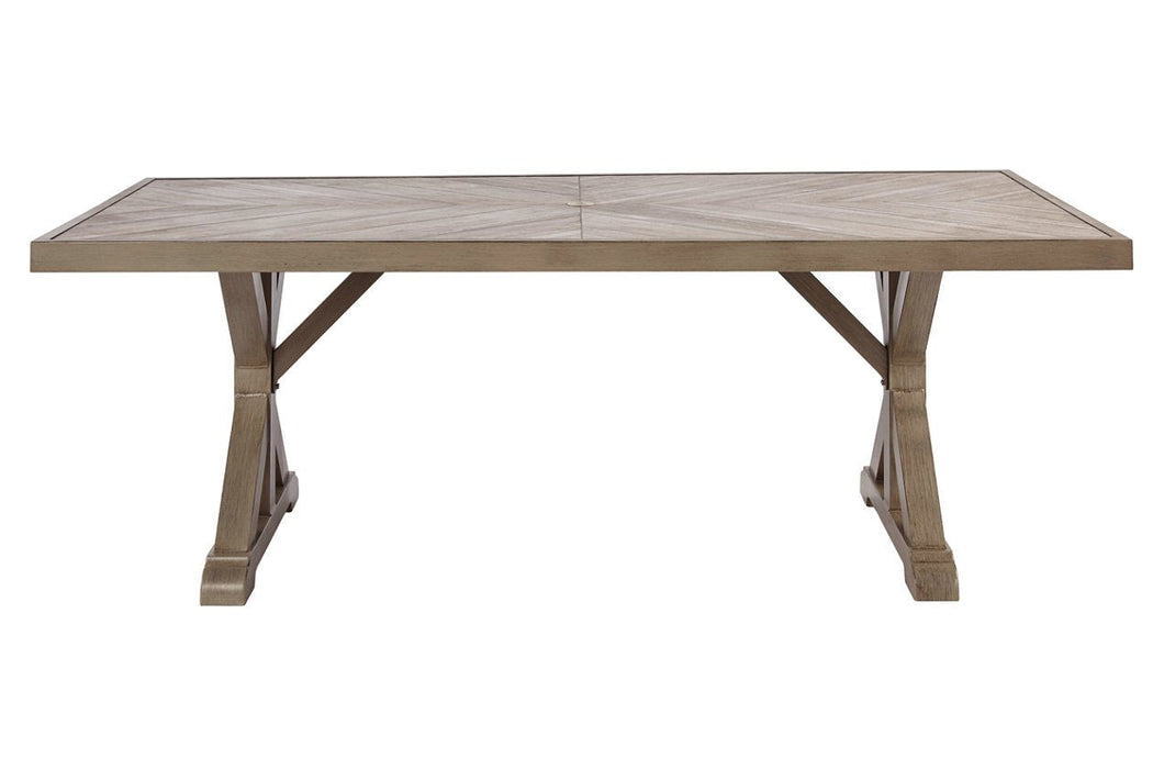 Beachcroft Beige Dining Table with Umbrella Option - Lara Furniture