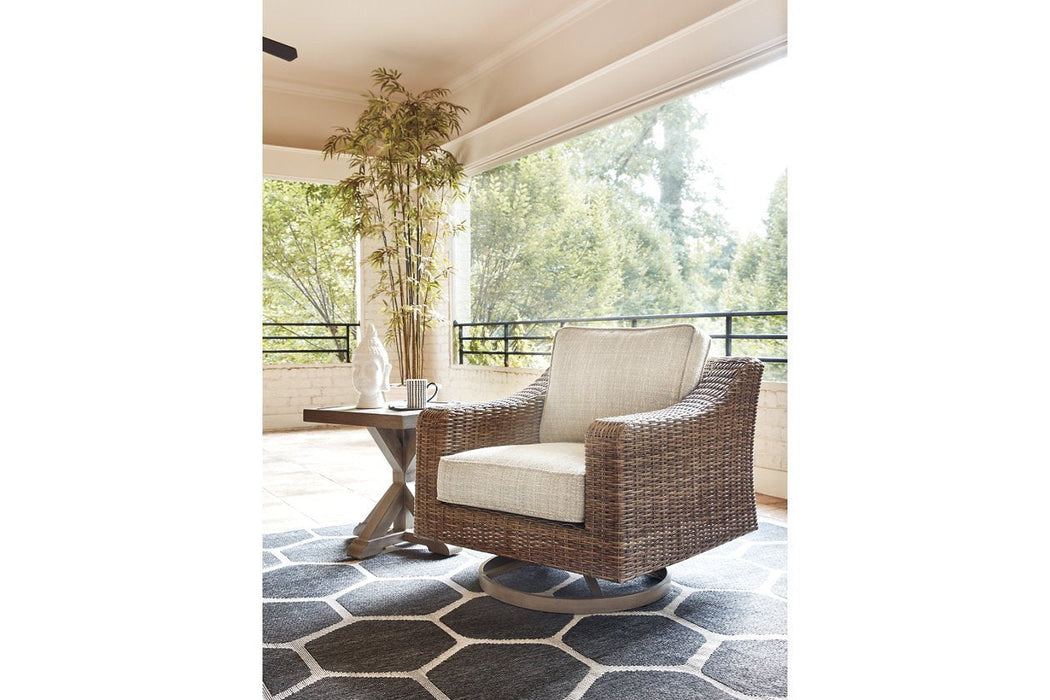 Beachcroft Beige Swivel Lounge Chair - Lara Furniture